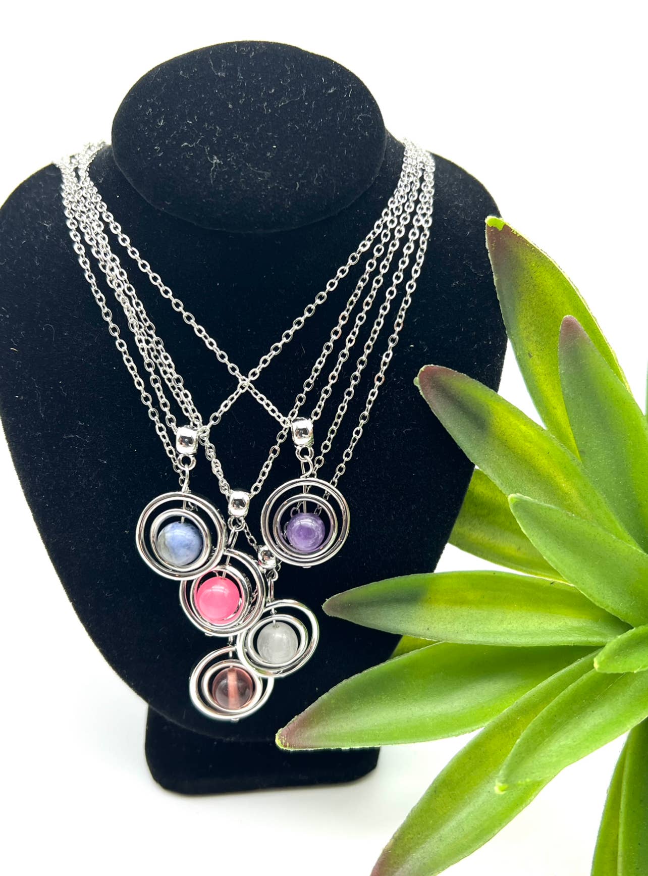 Fidget Anti Anxiety Gem Spinner Pendant Necklace