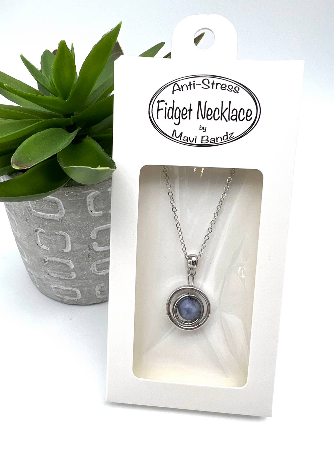 Fidget Anti Anxiety Gem Spinner Pendant Necklace