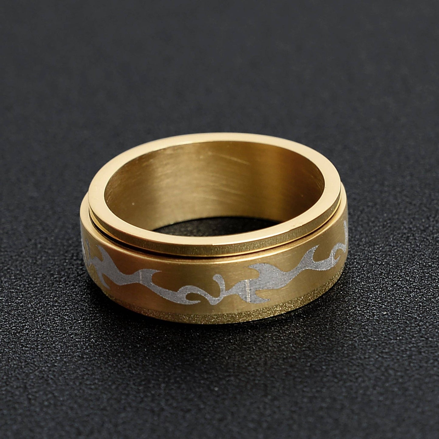 Smoke Gold Stainless Steel Spinner Ring