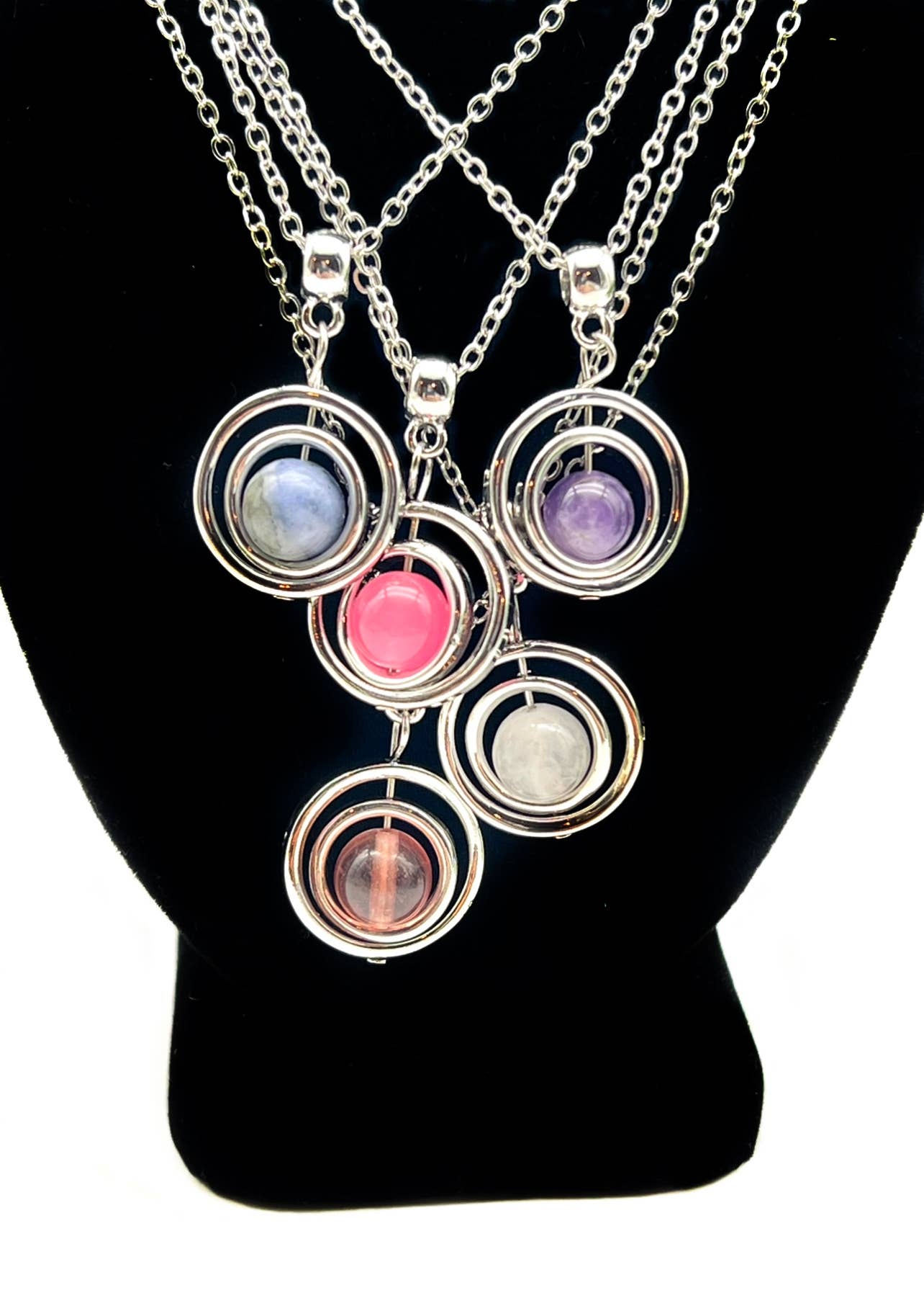 Fidget Anti Anxiety Gem Spinner Pendant Necklace