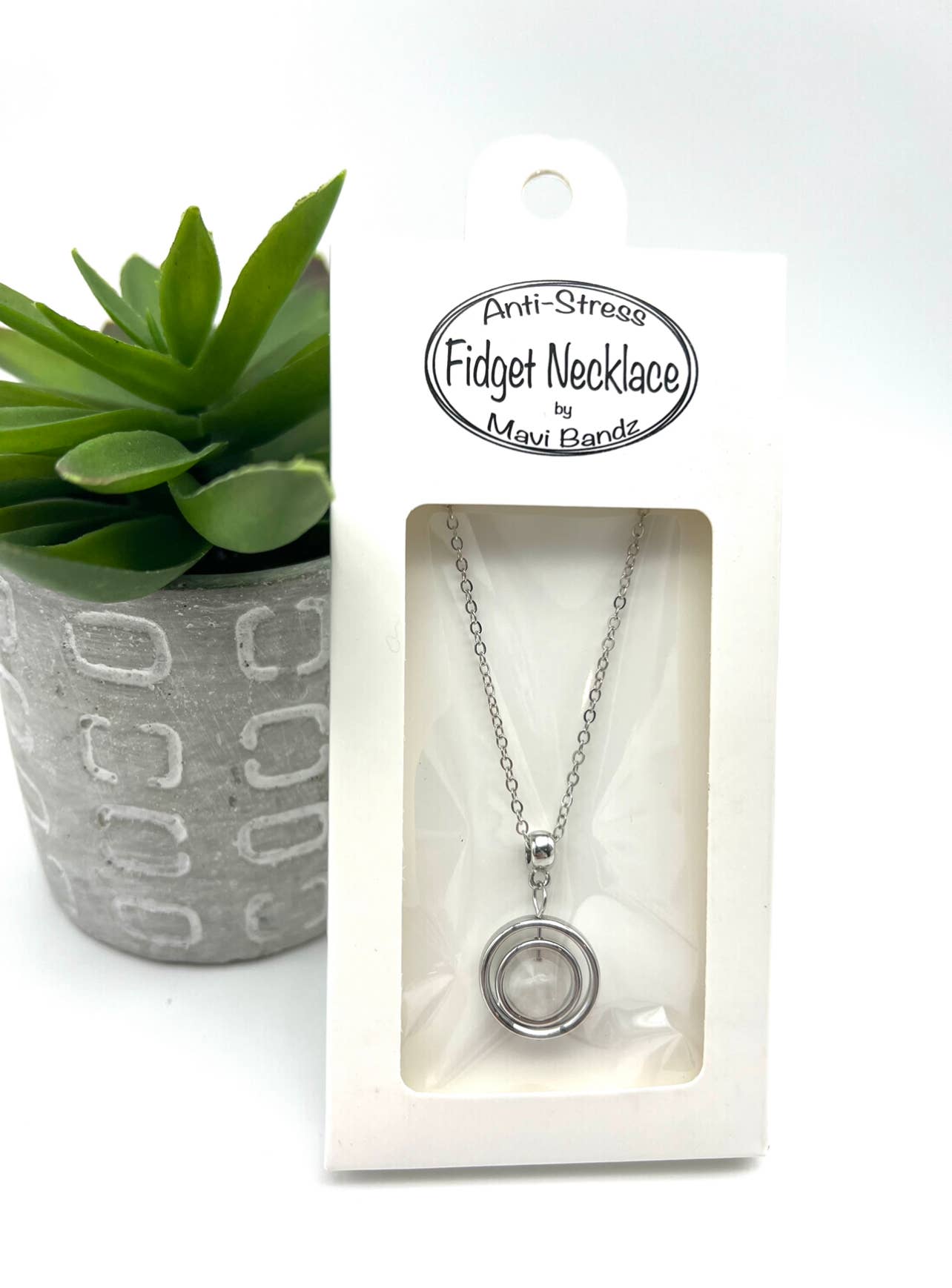 Fidget Anti Anxiety Gem Spinner Pendant Necklace