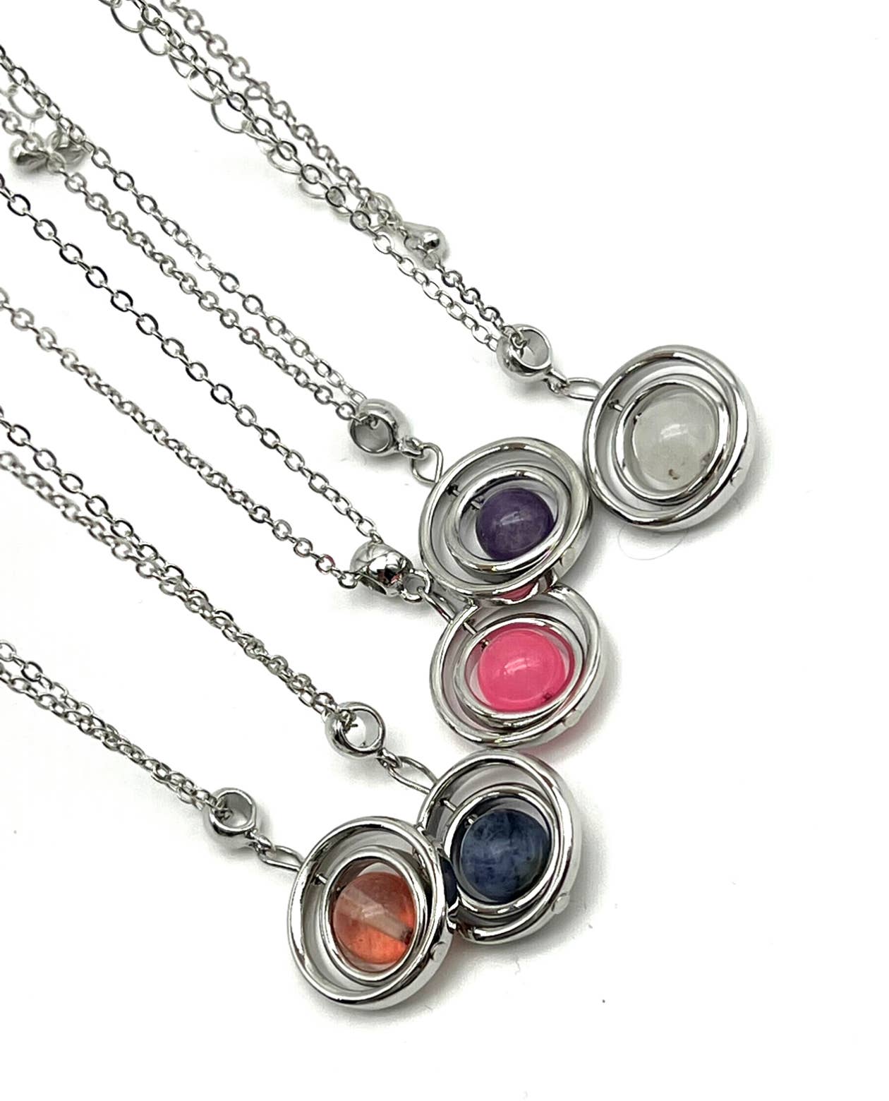 Fidget Anti Anxiety Gem Spinner Pendant Necklace