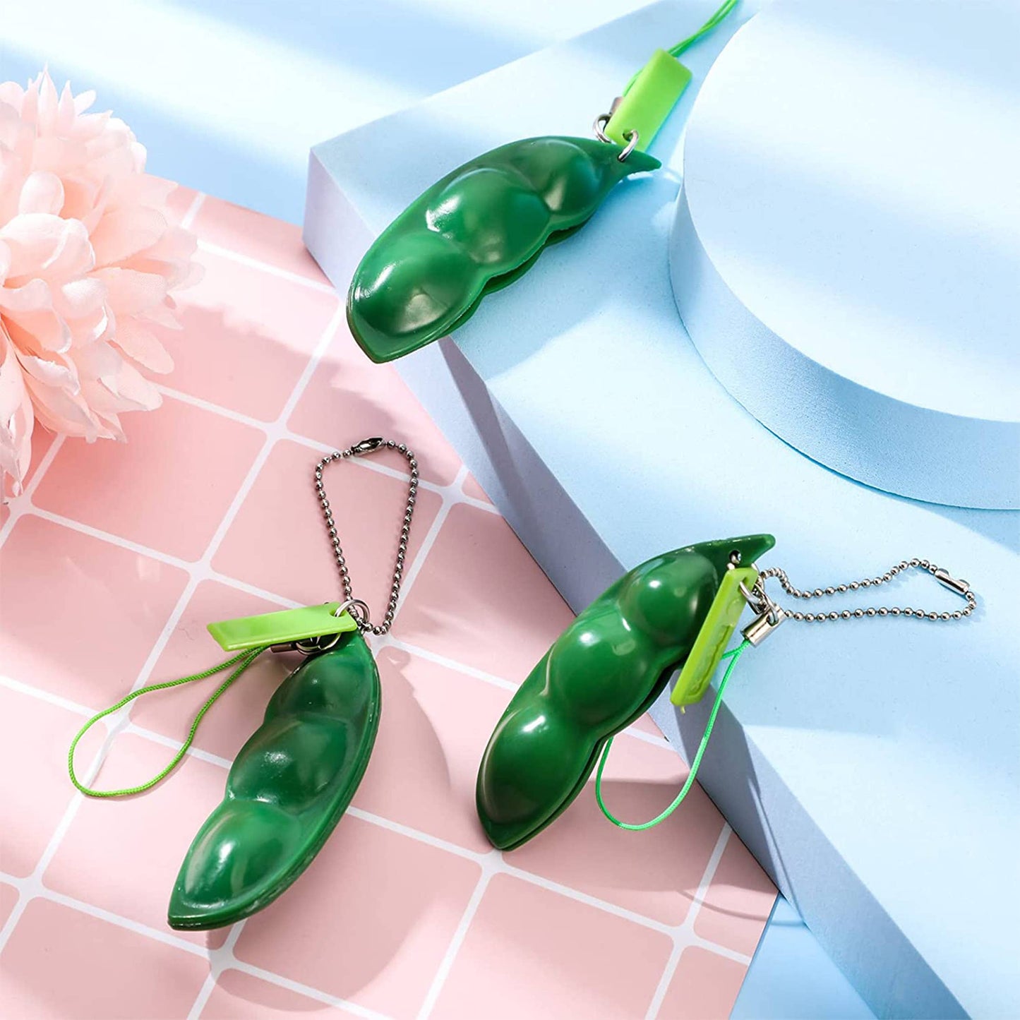 Peas Theme Stress Relief Fidget Keychain