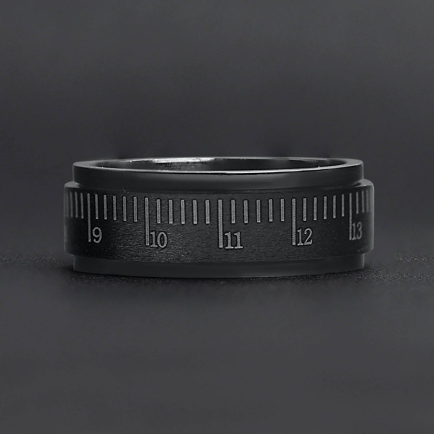 Black Ruler Stainless Steel Spinner Ring