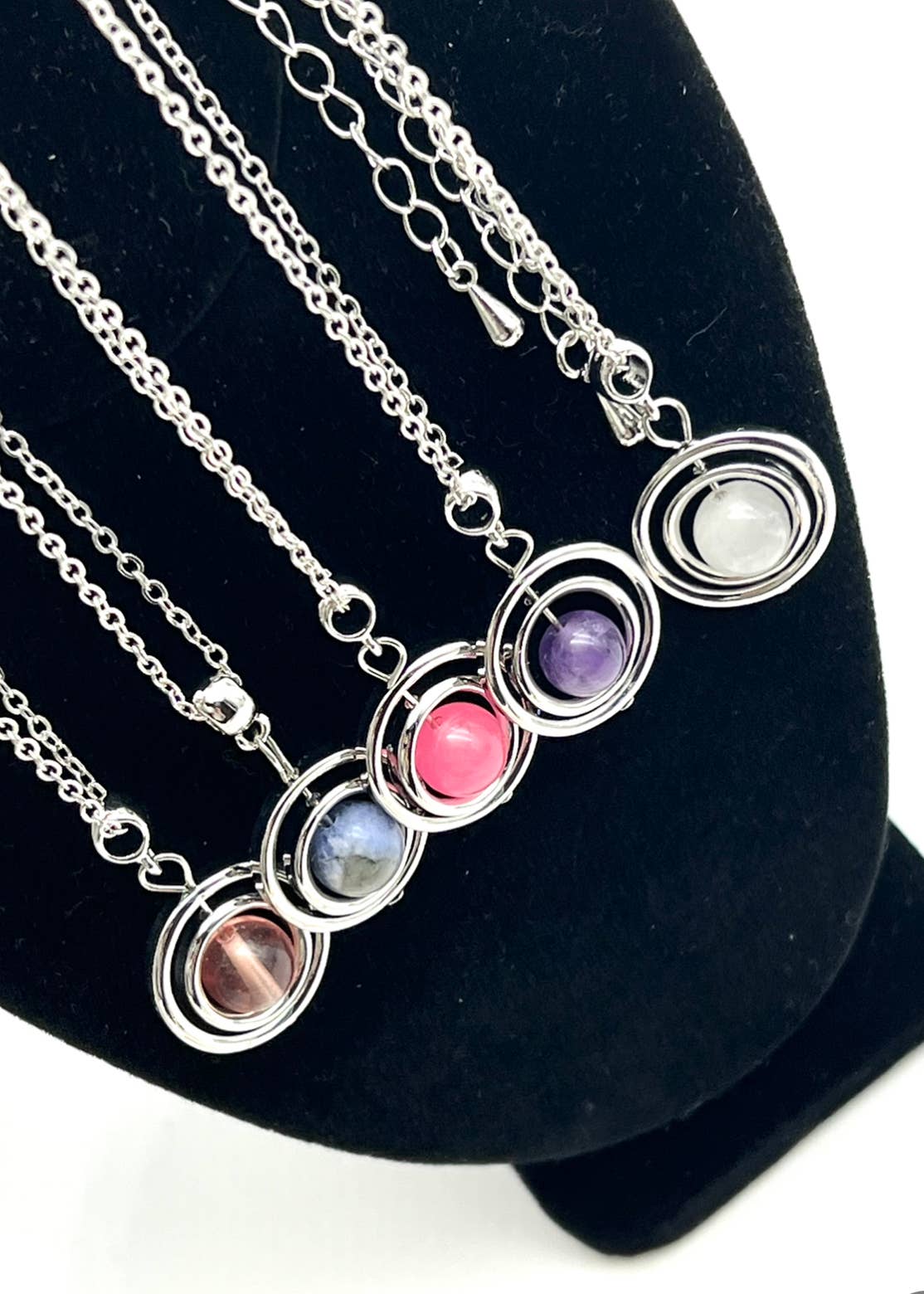 Fidget Anti Anxiety Gem Spinner Pendant Necklace