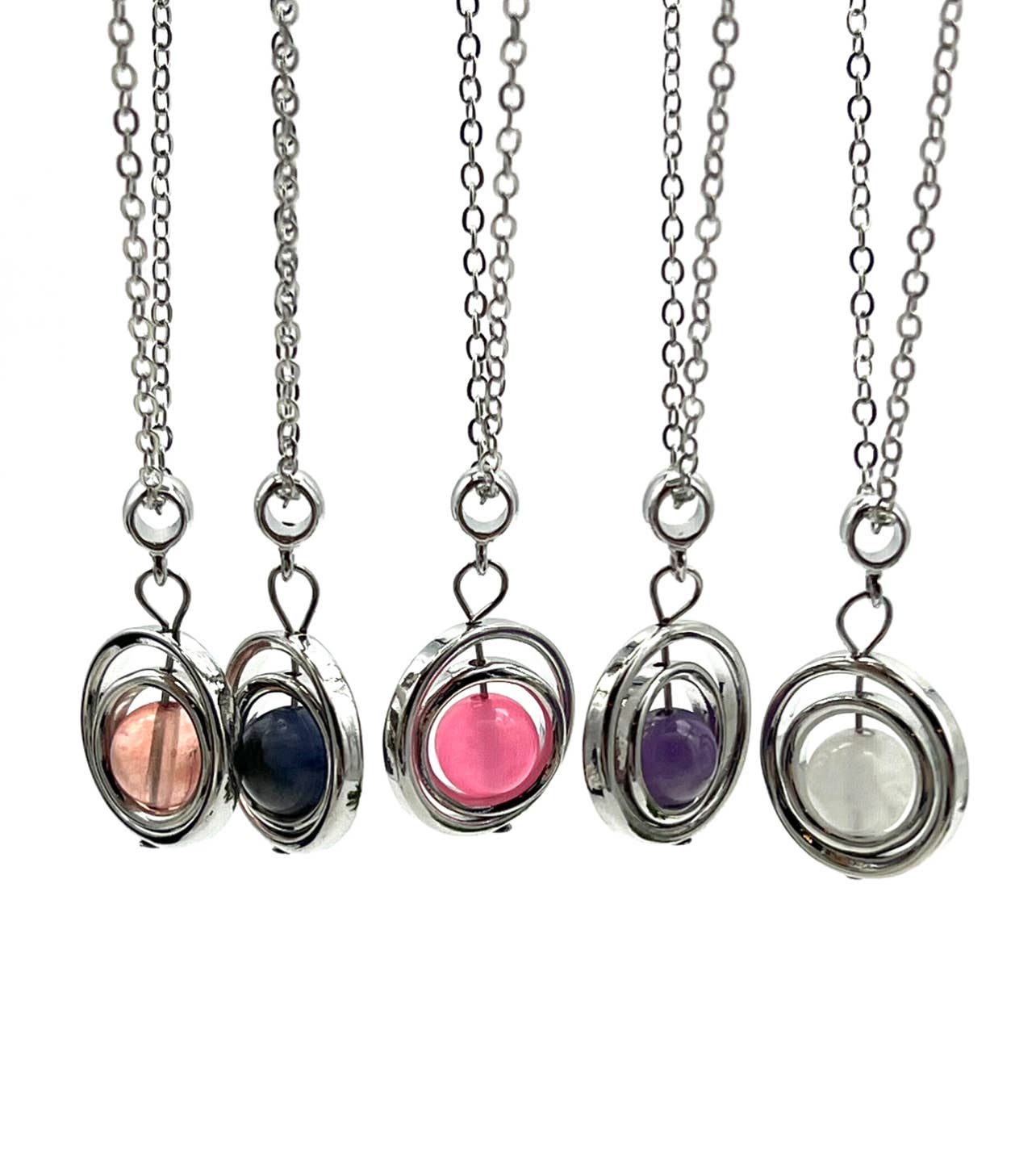 Fidget Anti Anxiety Gem Spinner Pendant Necklace