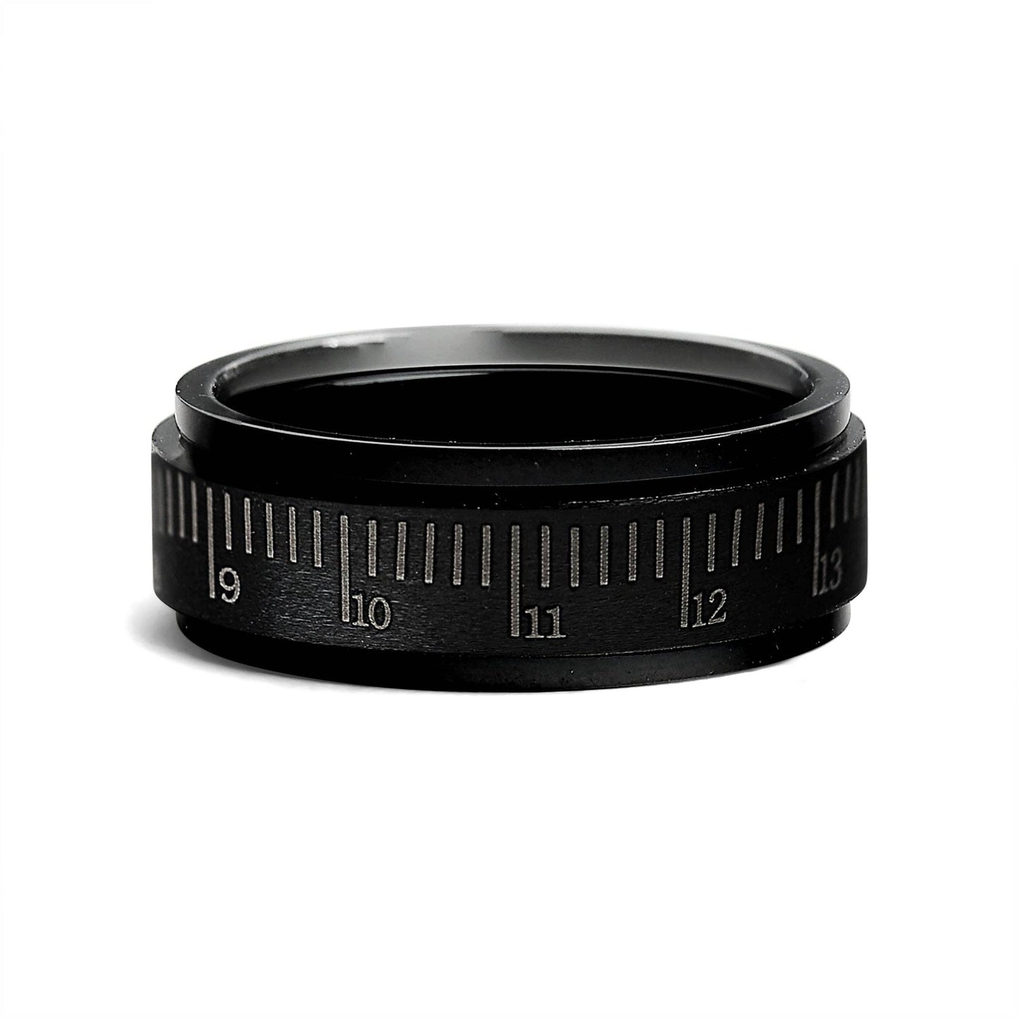 Black Ruler Stainless Steel Spinner Ring