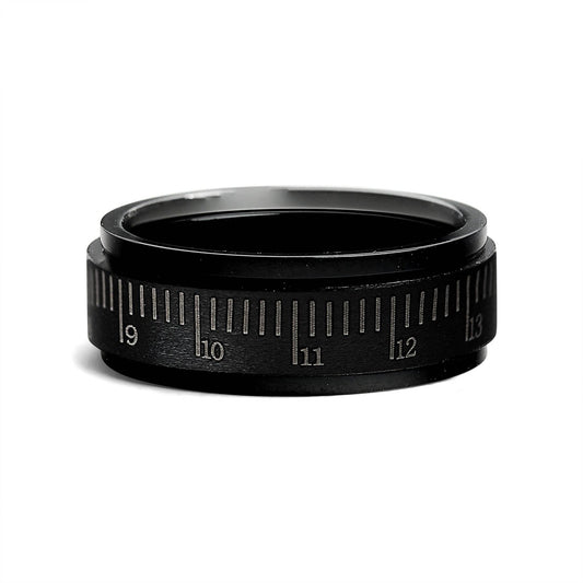 Black Ruler Stainless Steel Spinner Ring