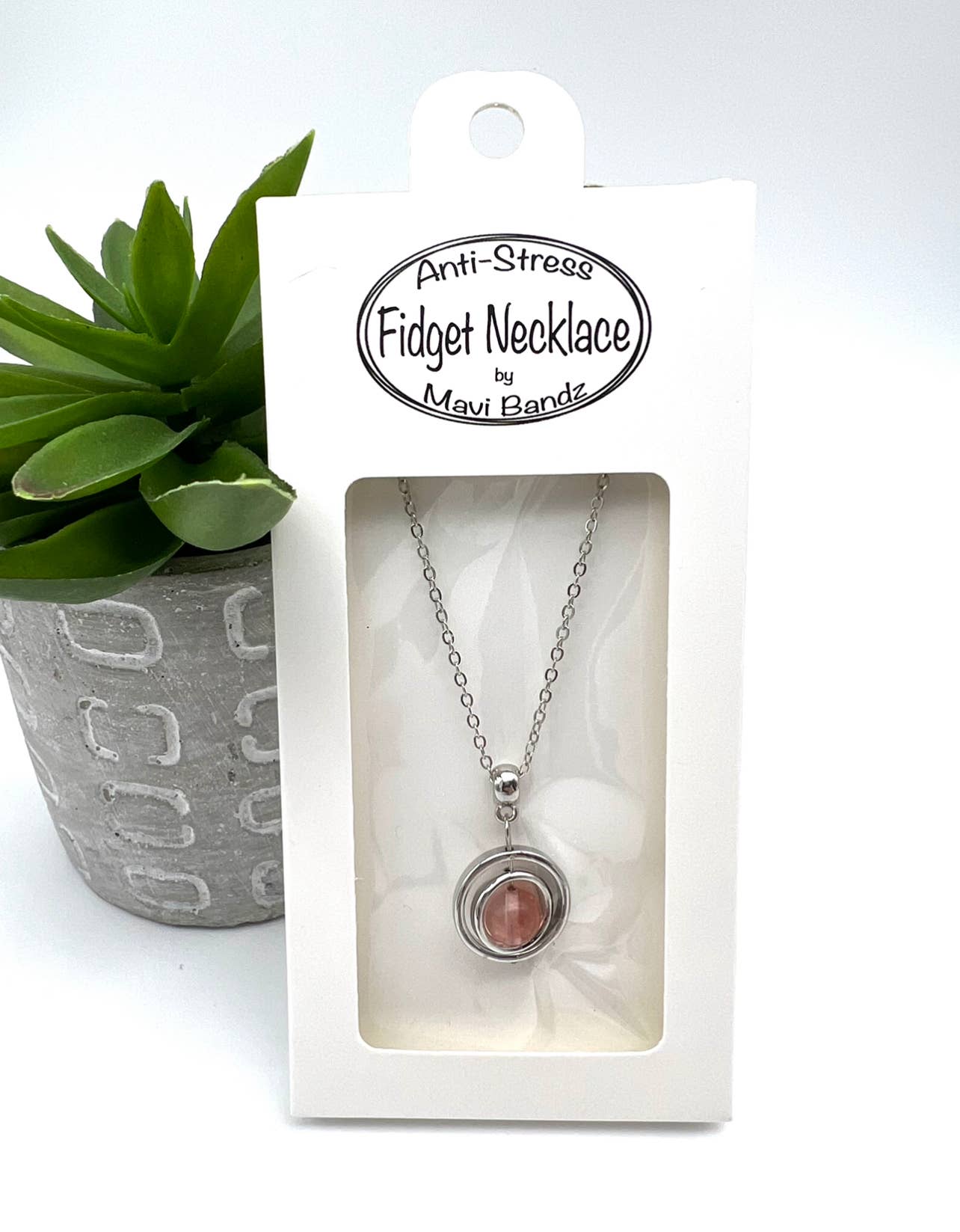 Fidget Anti Anxiety Gem Spinner Pendant Necklace