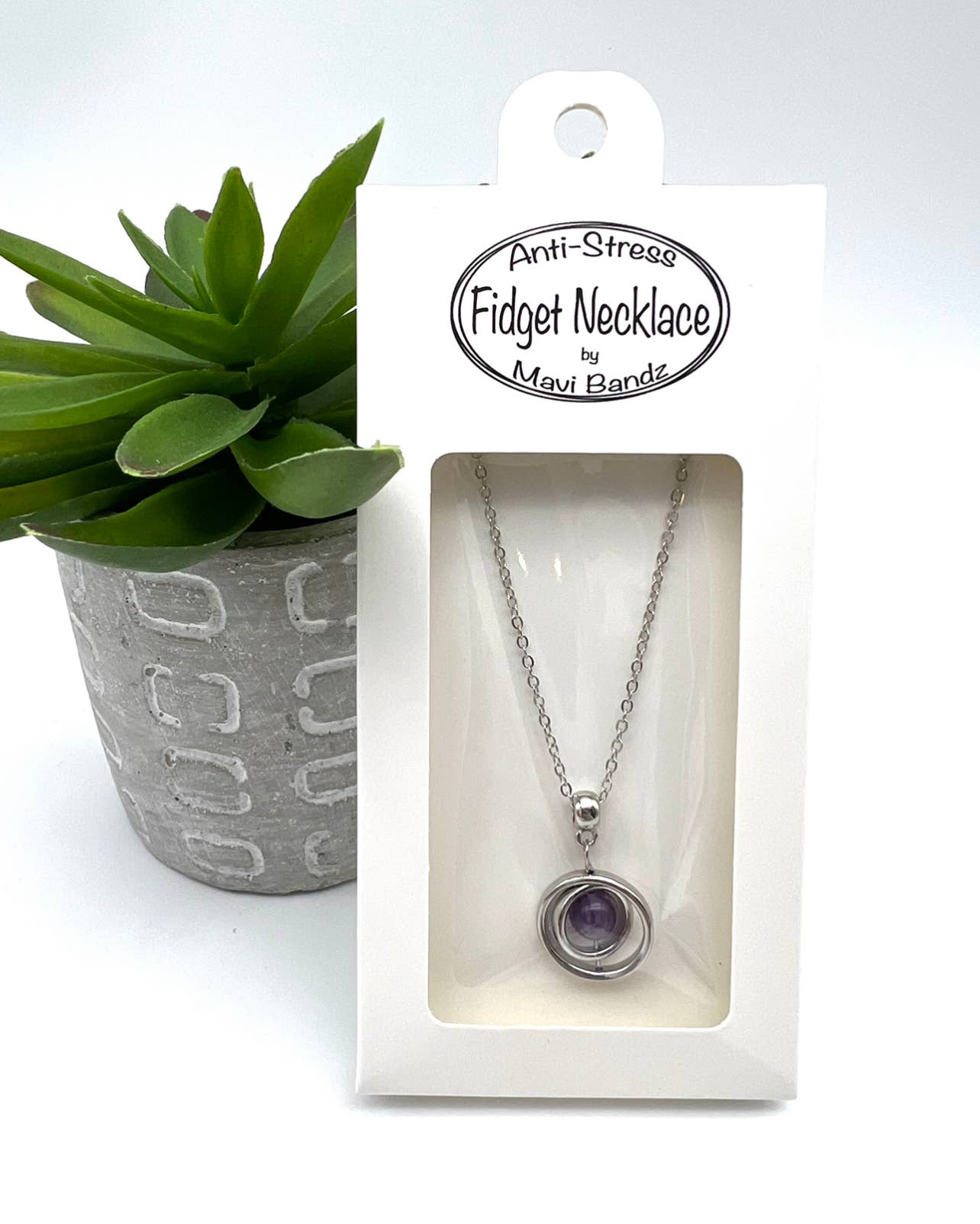 Fidget Anti Anxiety Gem Spinner Pendant Necklace